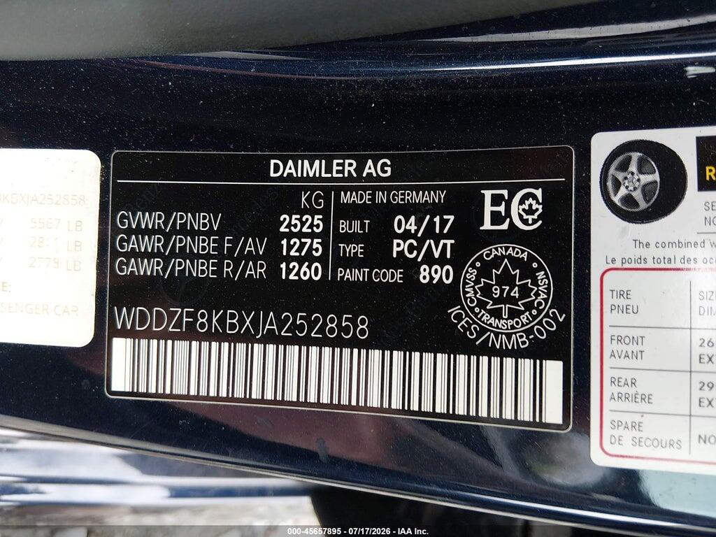 WDDZF8KBXJA252858 2018 MERCEDES-BENZ AMG E 63 photo no. 9