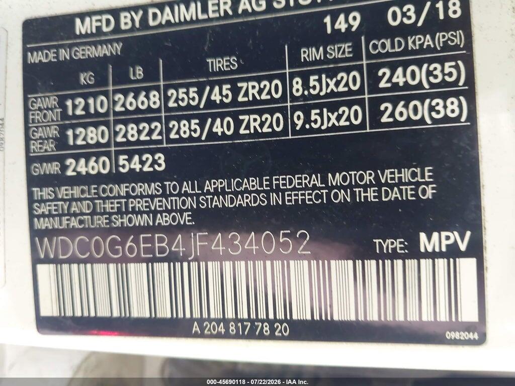 WDC0G6EB4JF434052 2018 MERCEDES-BENZ AMG GLC 43 photo no. 9