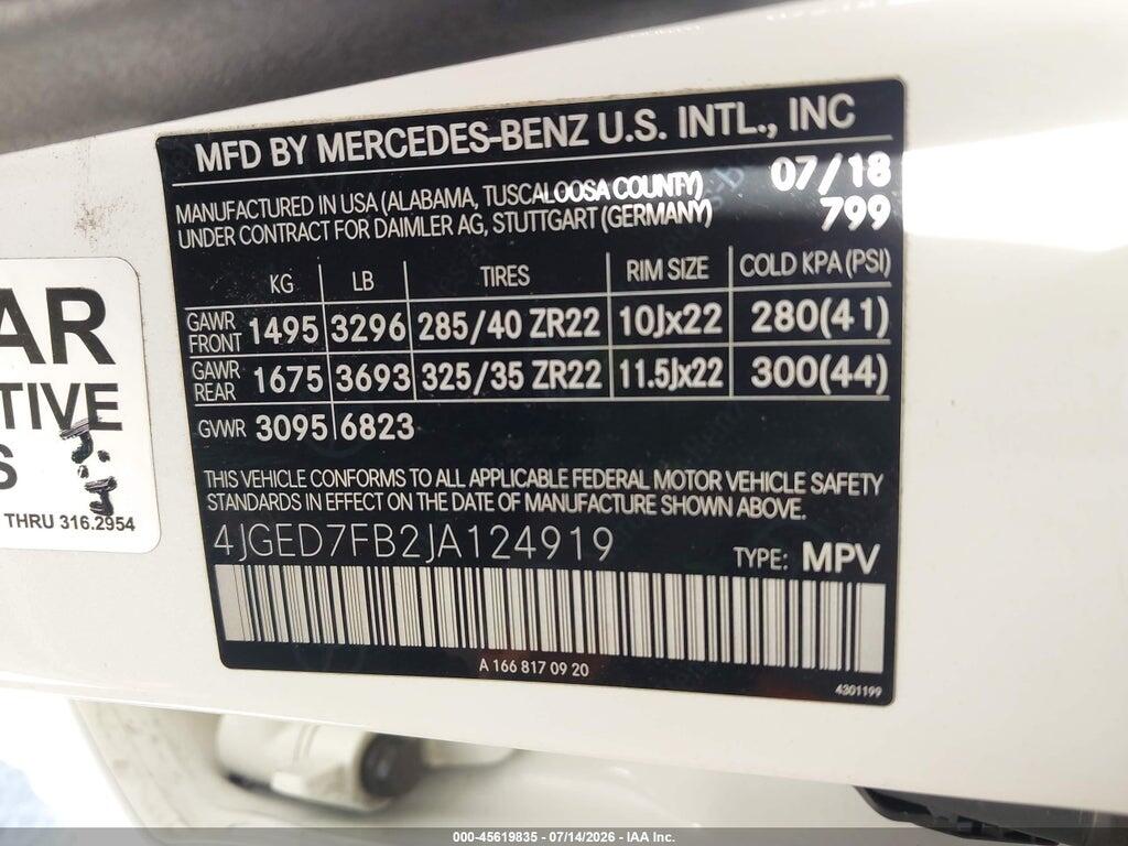 4JGED7FB2JA124919 2018 MERCEDES-BENZ AMG GLE 63 COUPE photo no. 9
