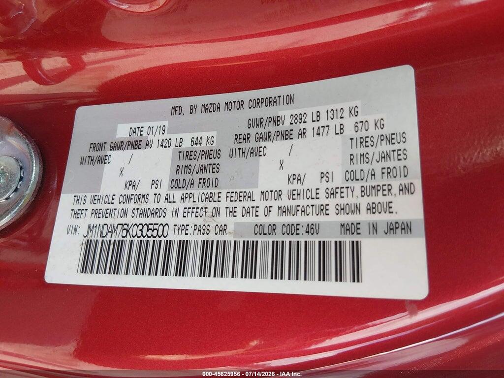 JM1NDAM76K0305500 2019 MAZDA MX-5 MIATA RF photo no. 9