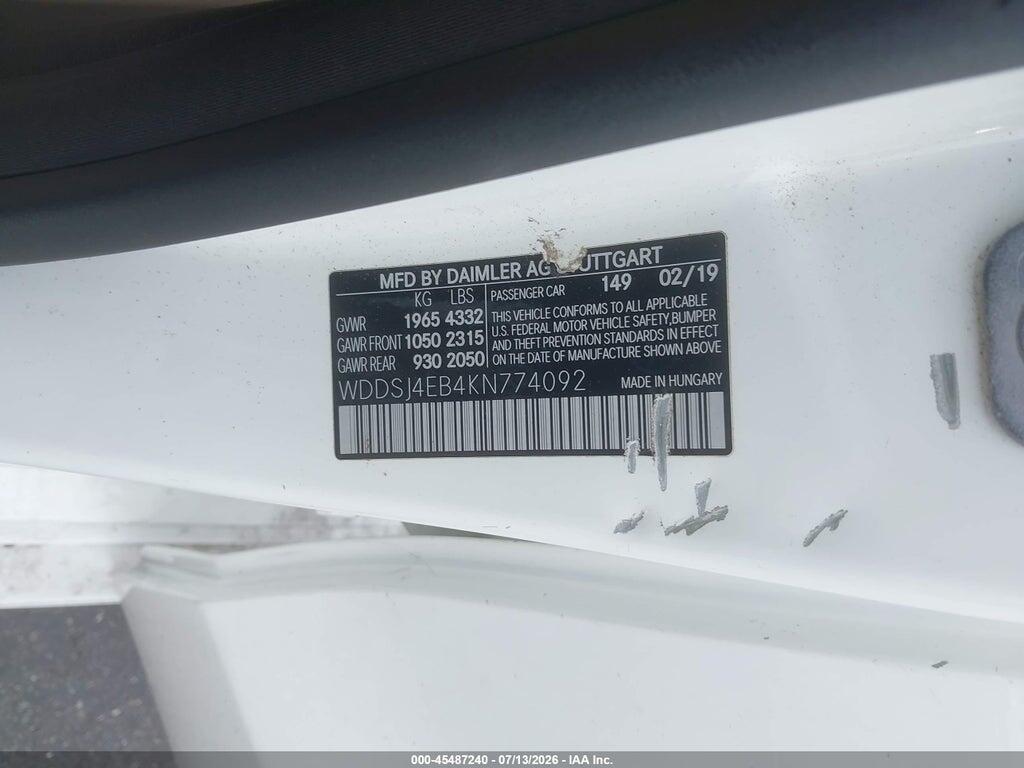 WDDSJ4EB4KN774092 2019 MERCEDES-BENZ CLA 250 photo no. 9