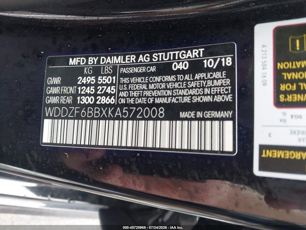 WDDZF6BBXKA572008 2019 MERCEDES-BENZ AMG E 53 photo no. 9