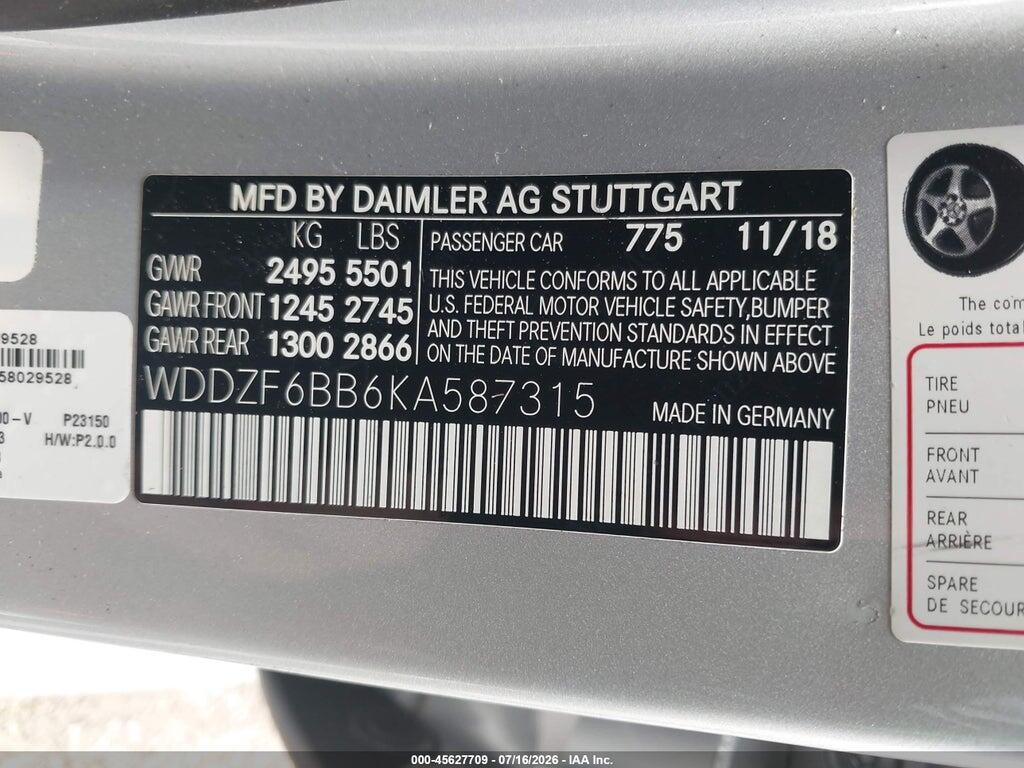 WDDZF6BB6KA587315 2019 MERCEDES-BENZ AMG E 53 photo no. 9
