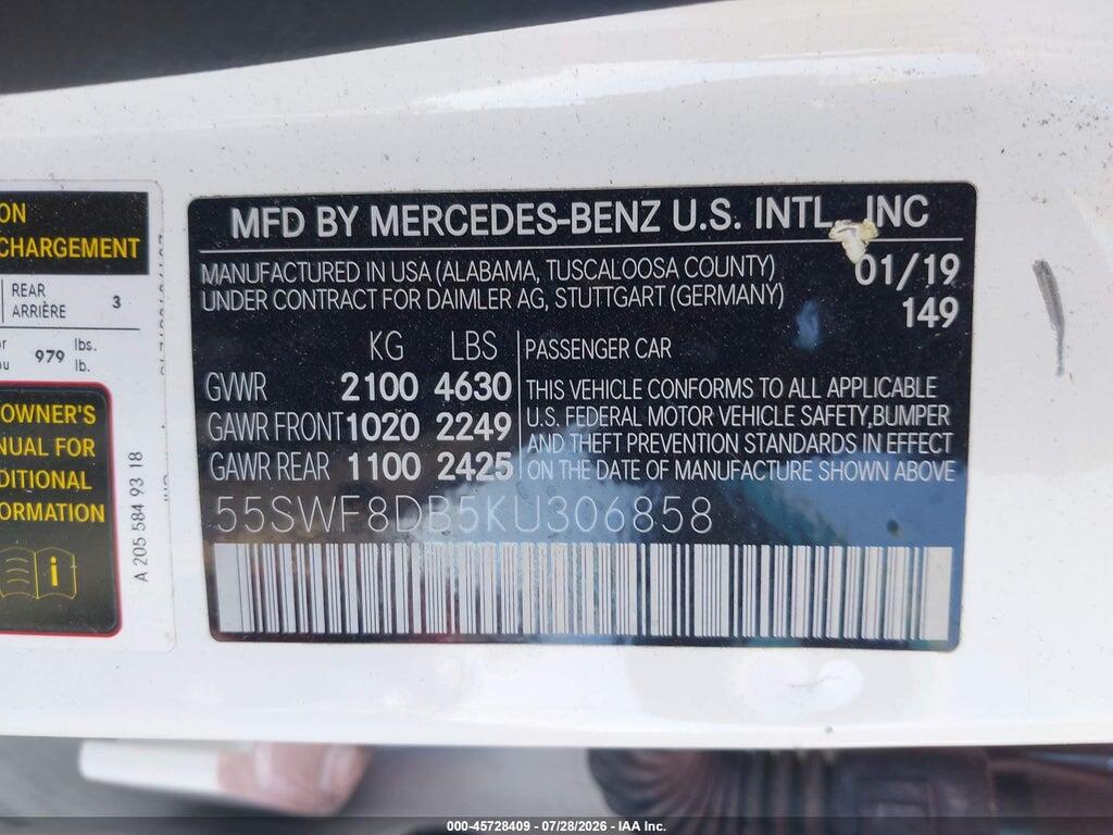 55SWF8DB5KU306858 2019 MERCEDES-BENZ C 300 photo no. 9