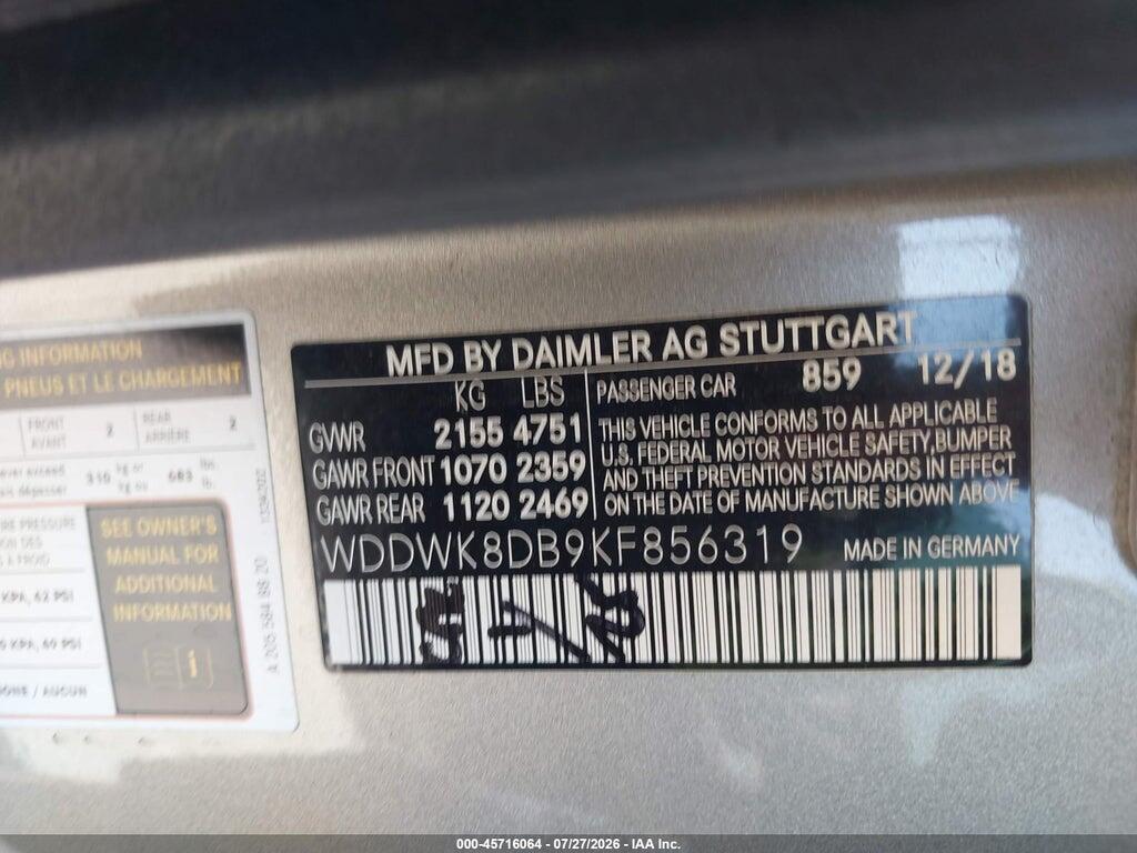 WDDWK8DB9KF856319 2019 MERCEDES-BENZ C 300 photo no. 9