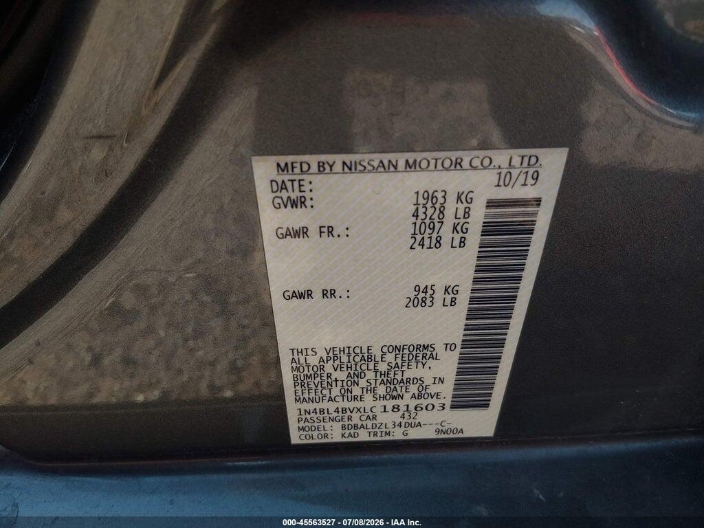 1N4BL4BVXLC181603 2020 NISSAN ALTIMA photo no. 9