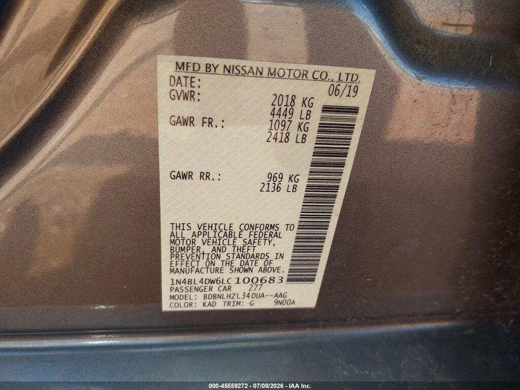 1N4BL4DW6LC100683 2020 NISSAN ALTIMA photo no. 9