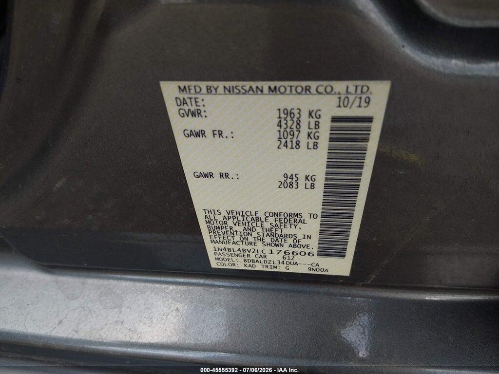 1N4BL4BV2LC176606 2020 NISSAN ALTIMA photo no. 9