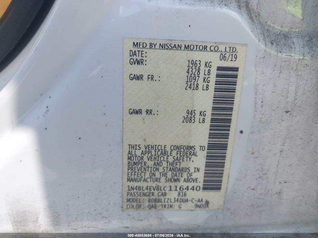 1N4BL4EV8LC116440 2020 NISSAN ALTIMA photo no. 9