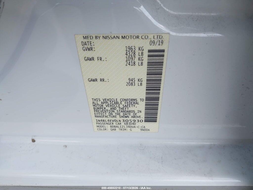 1N4BL4EV0LN305930 2020 NISSAN ALTIMA photo no. 9
