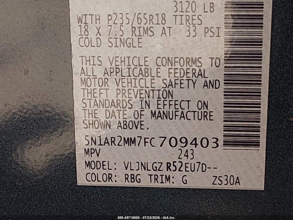 5N1AR2MM7FC709403 2015 NISSAN PATHFINDER photo no. 9