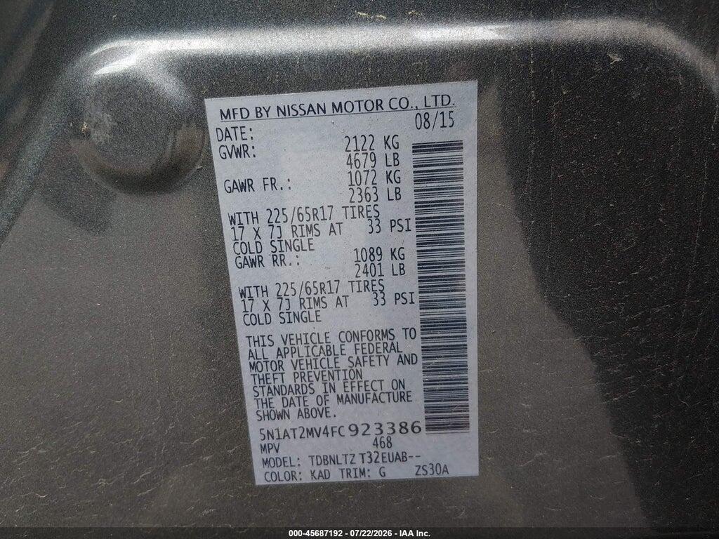 5N1AT2MV4FC923386 2015 NISSAN ROGUE photo no. 9