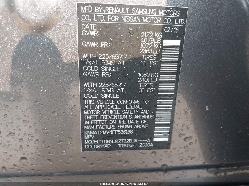 KNMAT2MV4FP536138 2015 NISSAN ROGUE photo no. 9