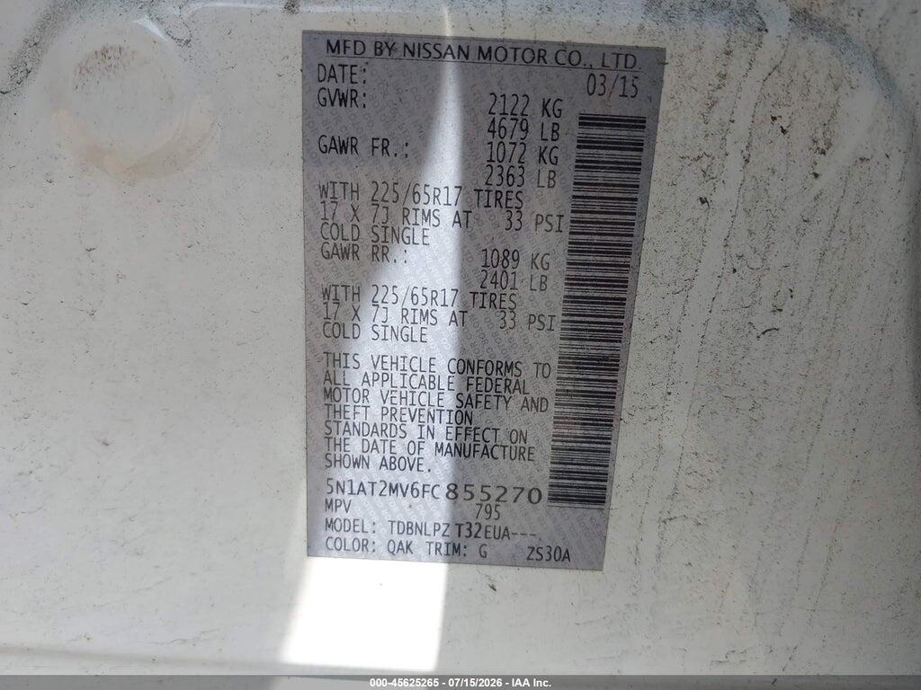 5N1AT2MV6FC855270 2015 NISSAN ROGUE photo no. 9