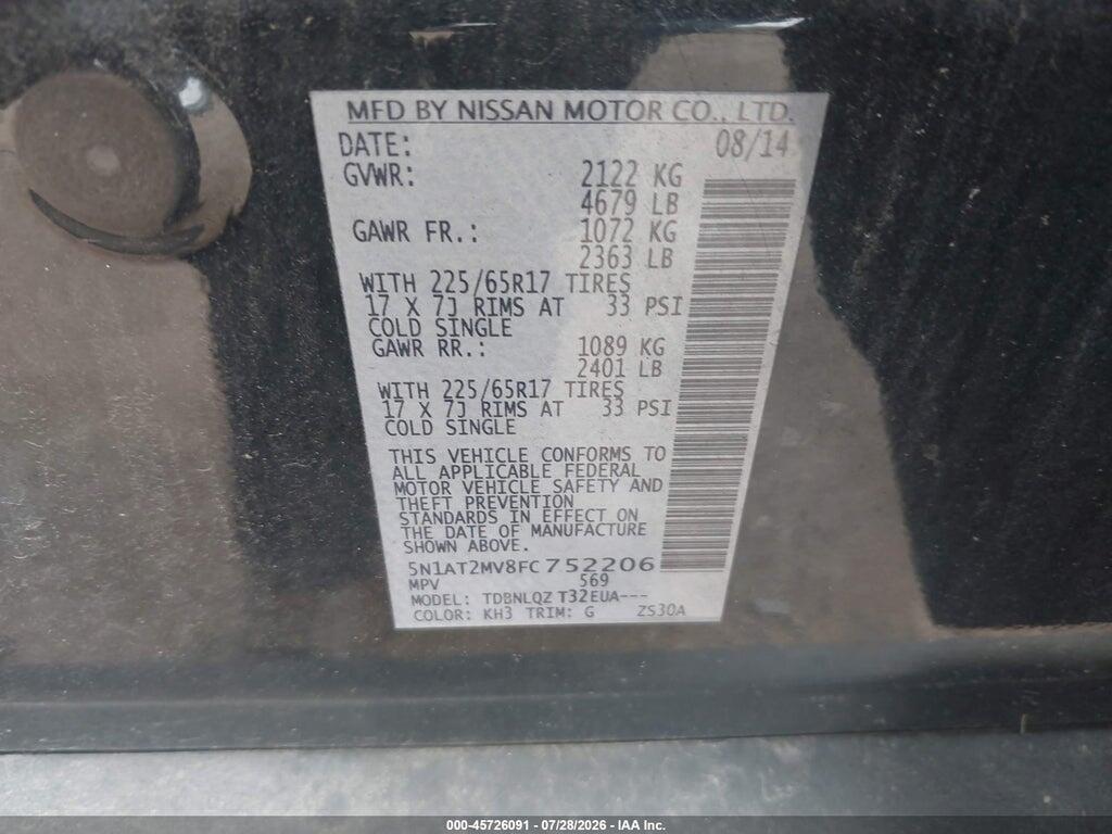 5N1AT2MV8FC752206 2015 NISSAN ROGUE photo no. 9