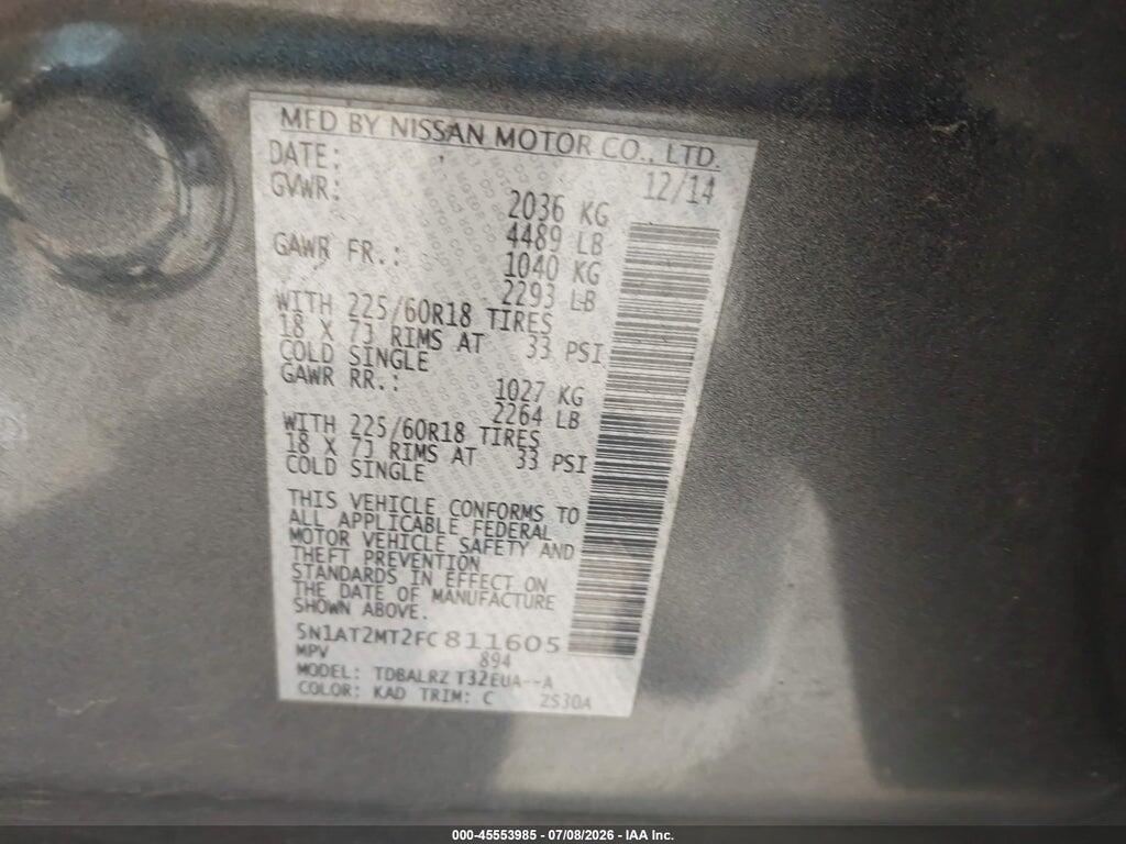 5N1AT2MT2FC811605 2015 NISSAN ROGUE photo no. 9