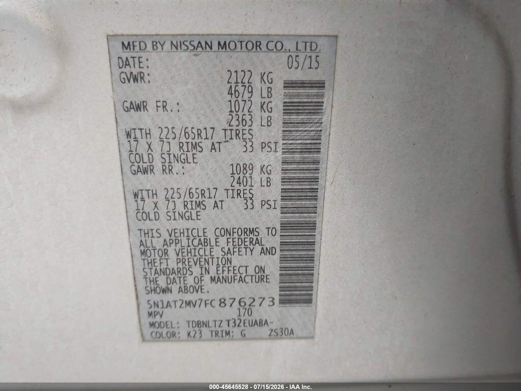 5N1AT2MV7FC876273 2015 NISSAN ROGUE photo no. 9