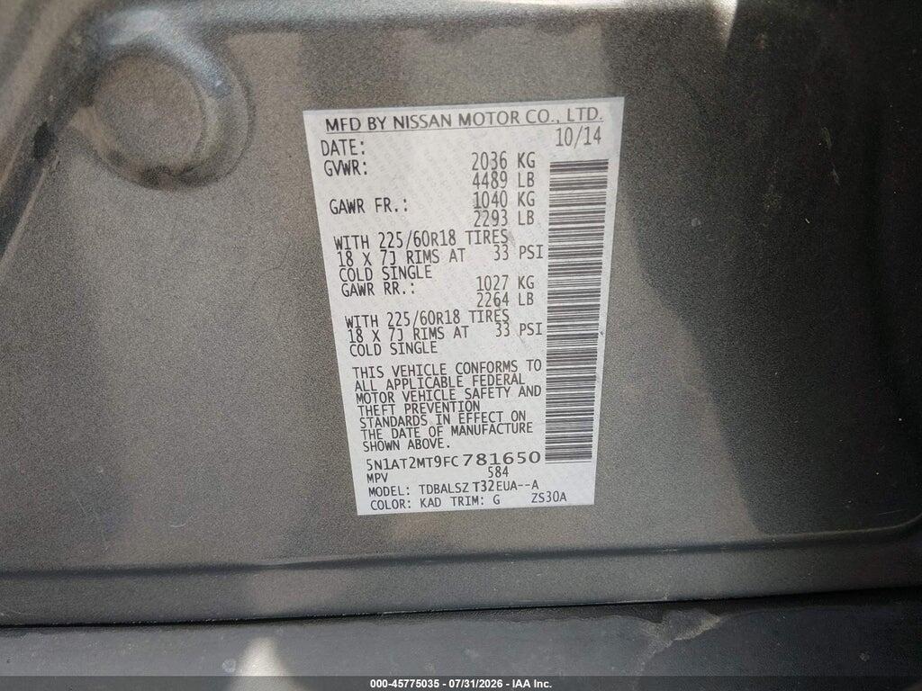5N1AT2MT9FC781650 2015 NISSAN ROGUE photo no. 9