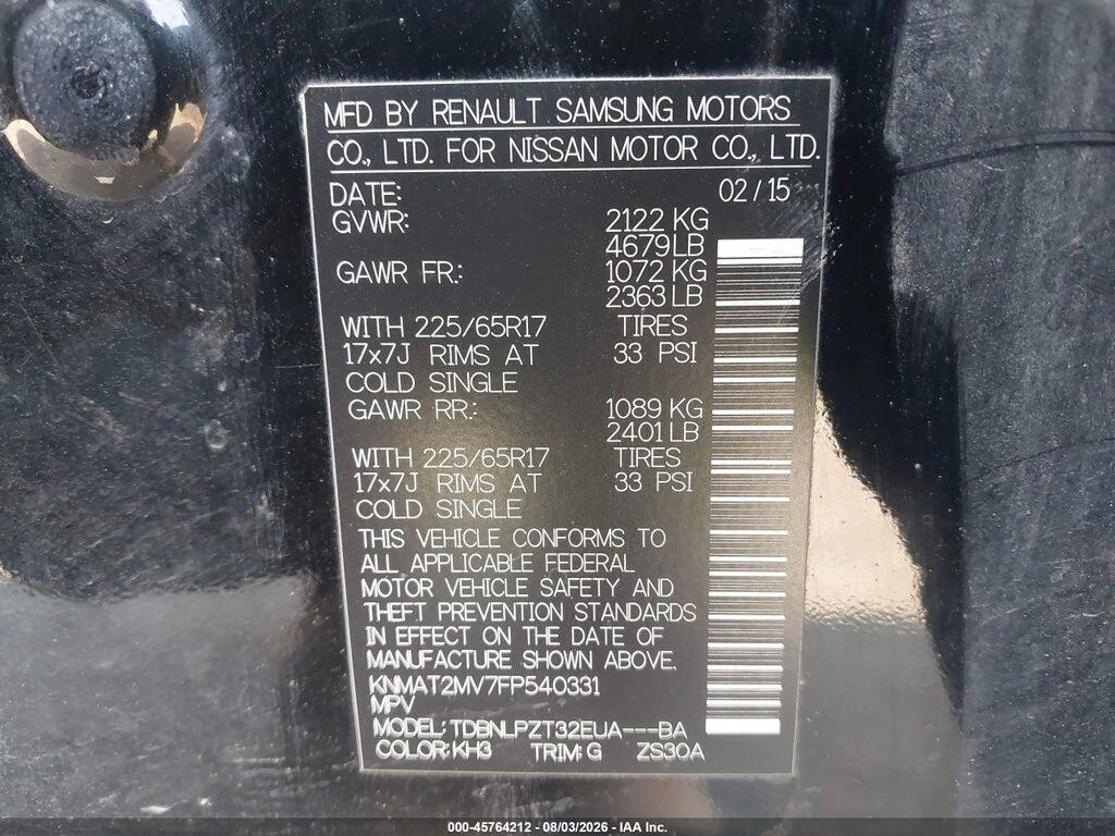 KNMAT2MV7FP540331 2015 NISSAN ROGUE photo no. 9