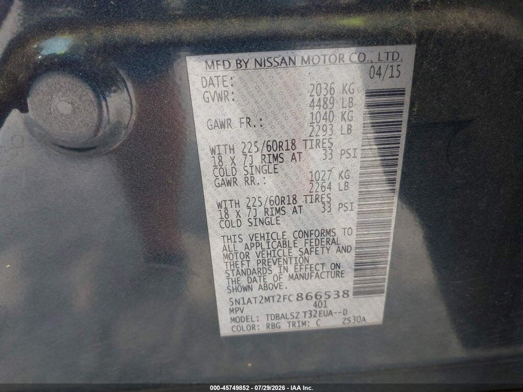 5N1AT2MT2FC866538 2015 NISSAN ROGUE photo no. 9