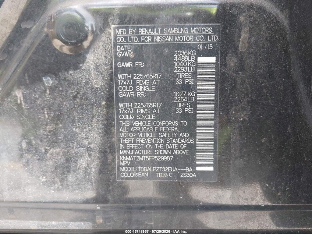 KNMAT2MT5FP529987 2015 NISSAN ROGUE photo no. 9