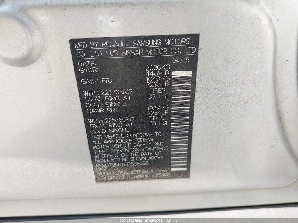 KNMAT2MT5FP559085 2015 NISSAN ROGUE photo no. 9