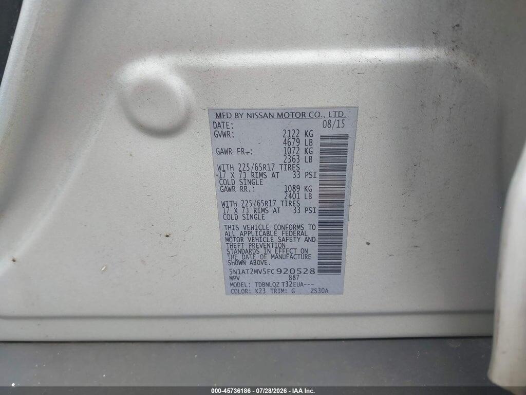 5N1AT2MV5FC920528 2015 NISSAN ROGUE photo no. 9