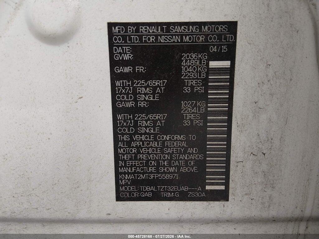 KNMAT2MT3FP558971 2015 NISSAN ROGUE photo no. 9