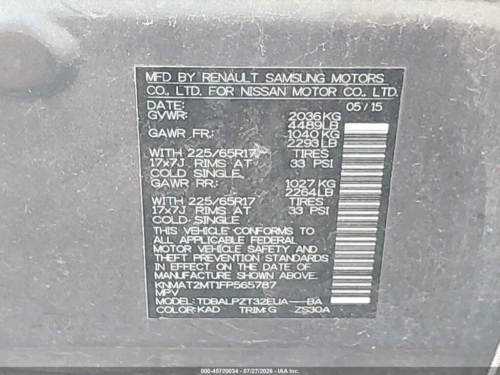 KNMAT2MT1FP565787 2015 NISSAN ROGUE photo no. 9