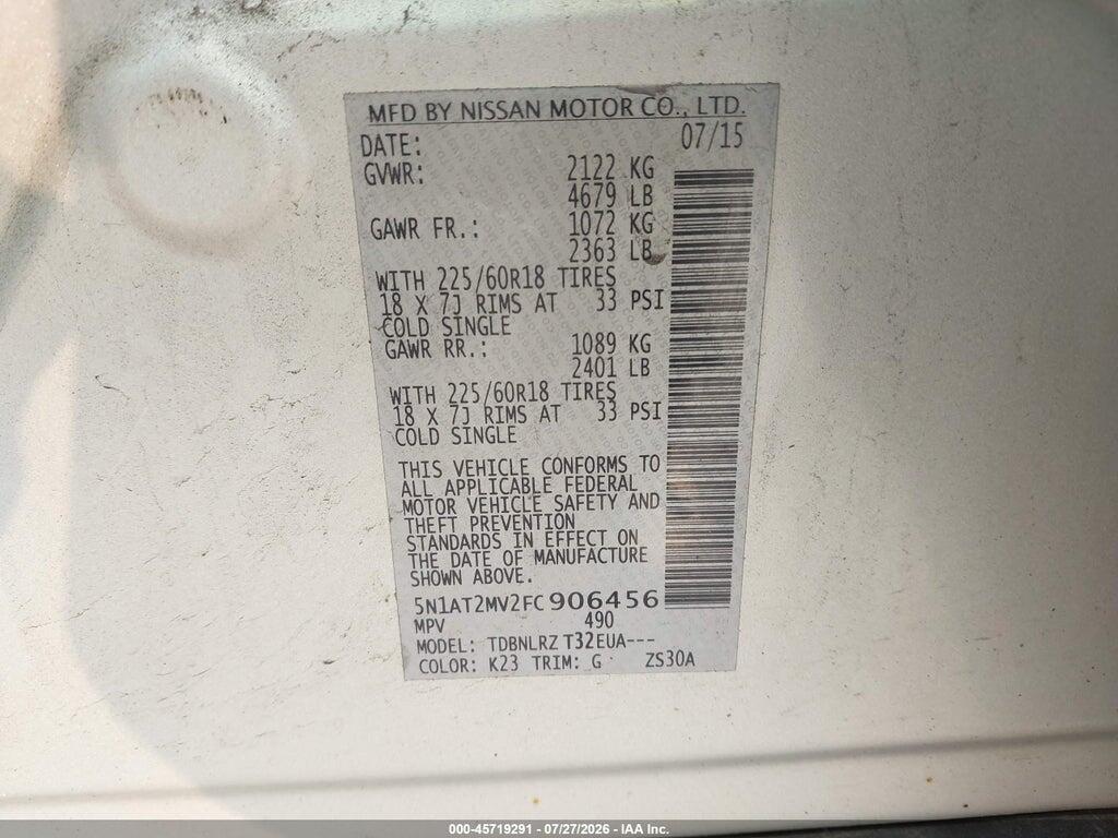 5N1AT2MV2FC906456 2015 NISSAN ROGUE photo no. 9
