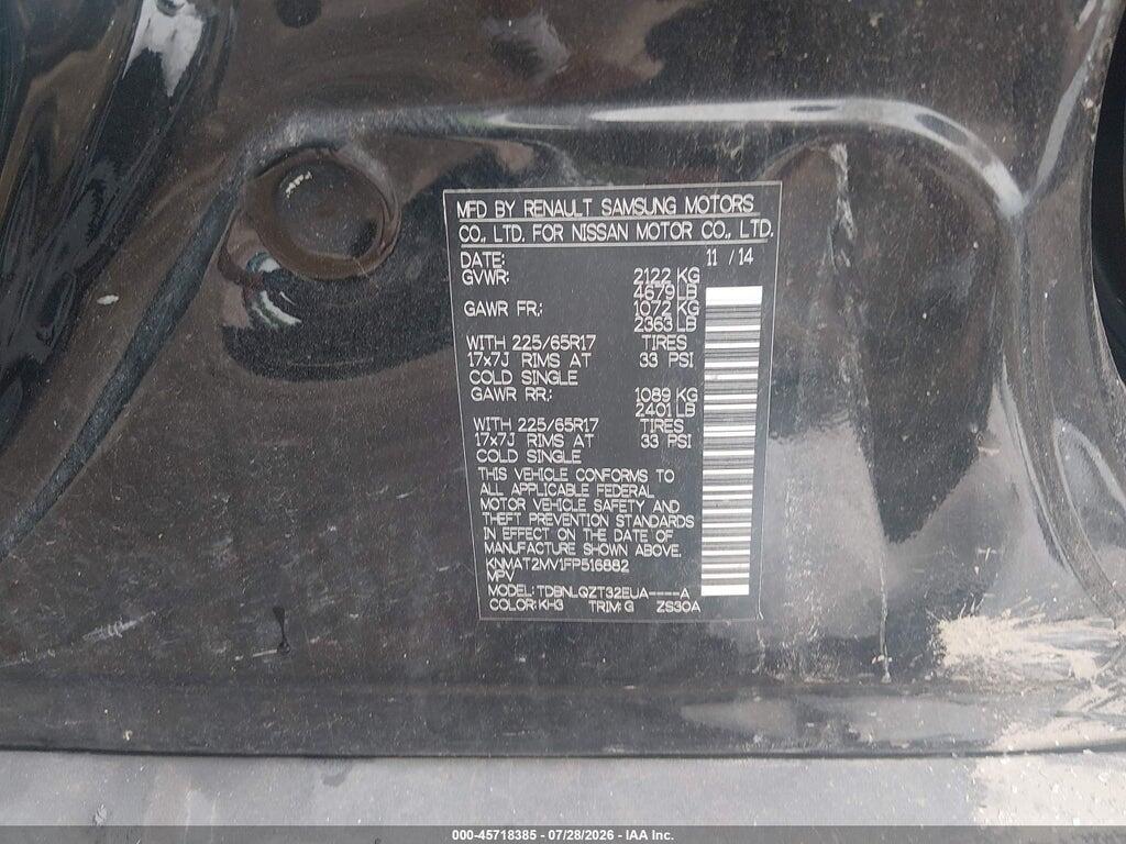 KNMAT2MV1FP516882 2015 NISSAN ROGUE photo no. 9