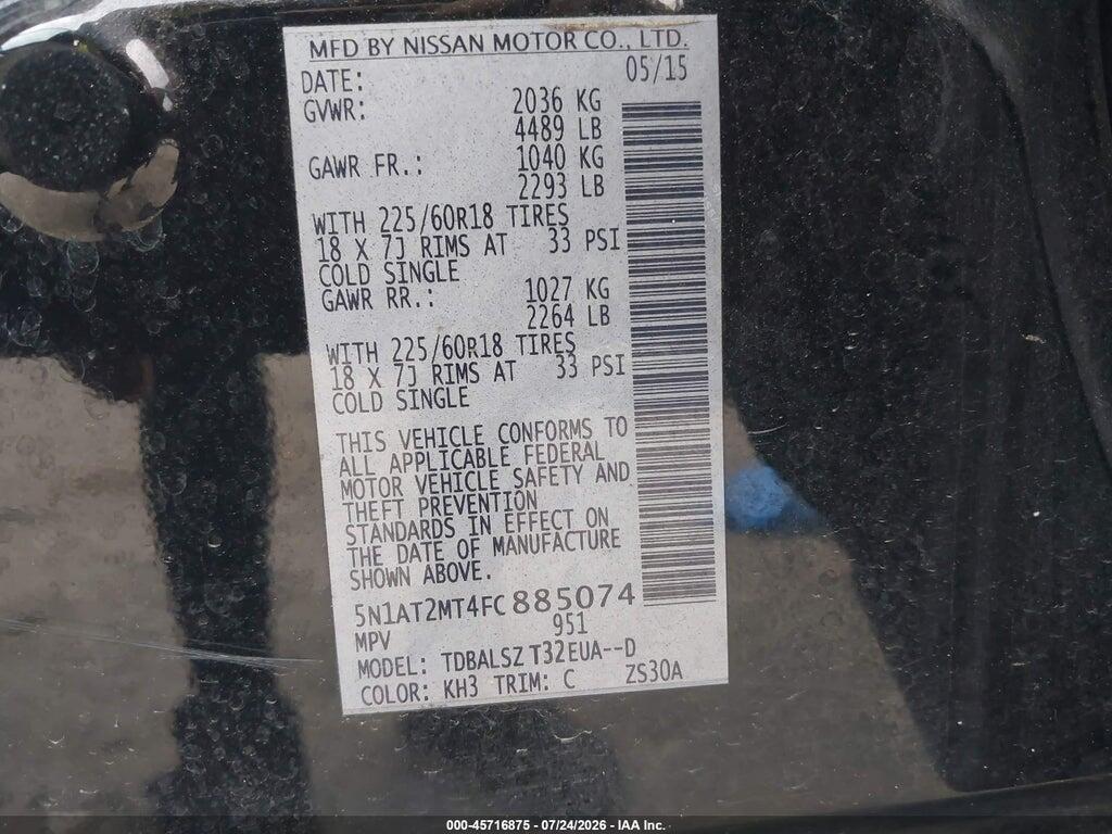 5N1AT2MT4FC885074 2015 NISSAN ROGUE photo no. 9