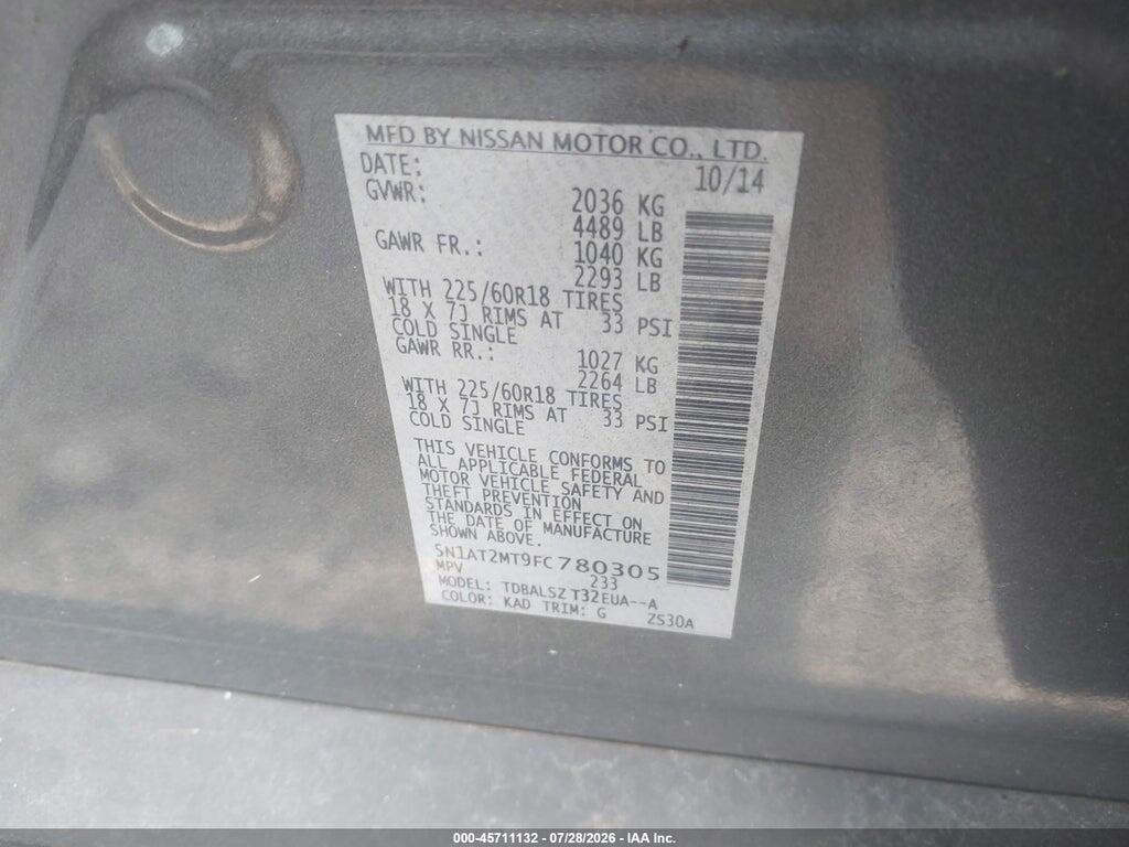 5N1AT2MT9FC780305 2015 NISSAN ROGUE photo no. 9