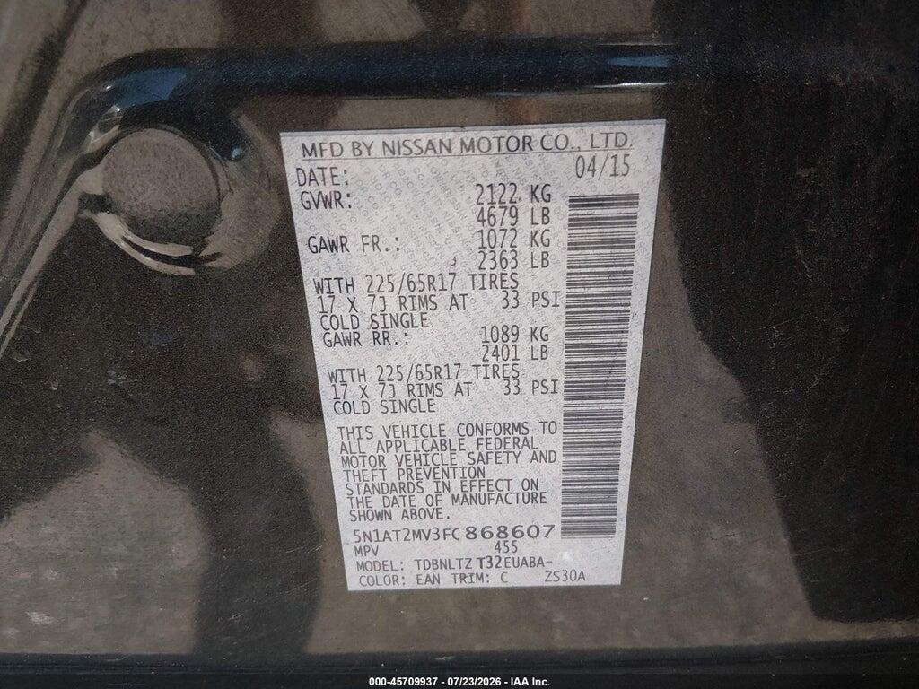 5N1AT2MV3FC868607 2015 NISSAN ROGUE photo no. 9