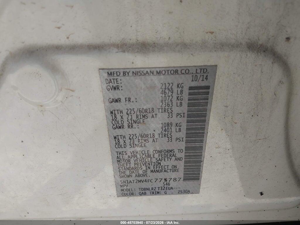 5N1AT2MV4FC775787 2015 NISSAN ROGUE photo no. 9
