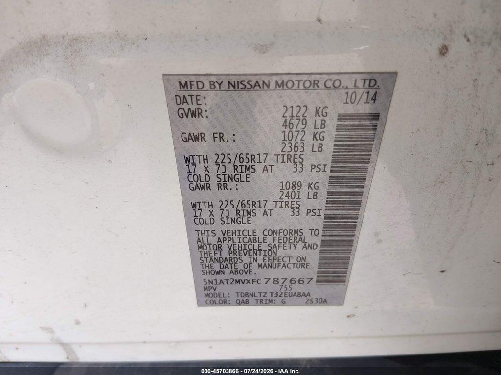 5N1AT2MVXFC787667 2015 NISSAN ROGUE photo no. 9