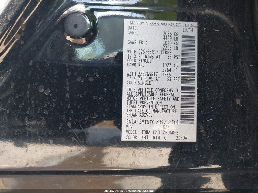 5N1AT2MT5FC787204 2015 NISSAN ROGUE photo no. 9