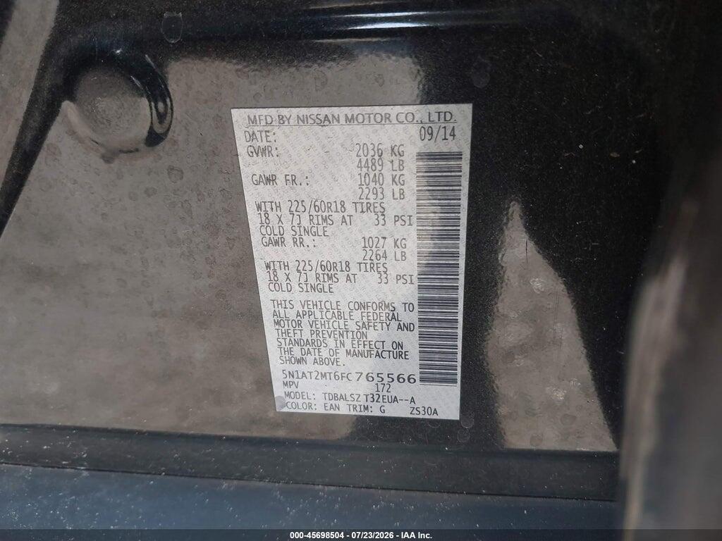 5N1AT2MT6FC765566 2015 NISSAN ROGUE photo no. 9