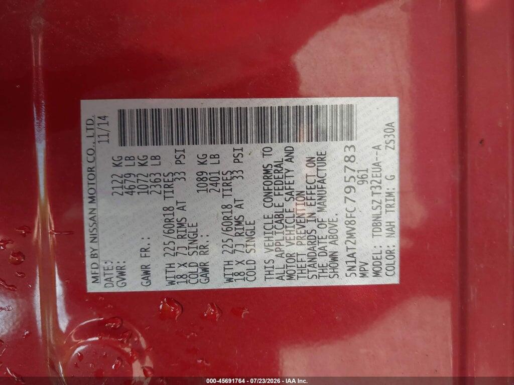 5N1AT2MV8FC795783 2015 NISSAN ROGUE photo no. 9