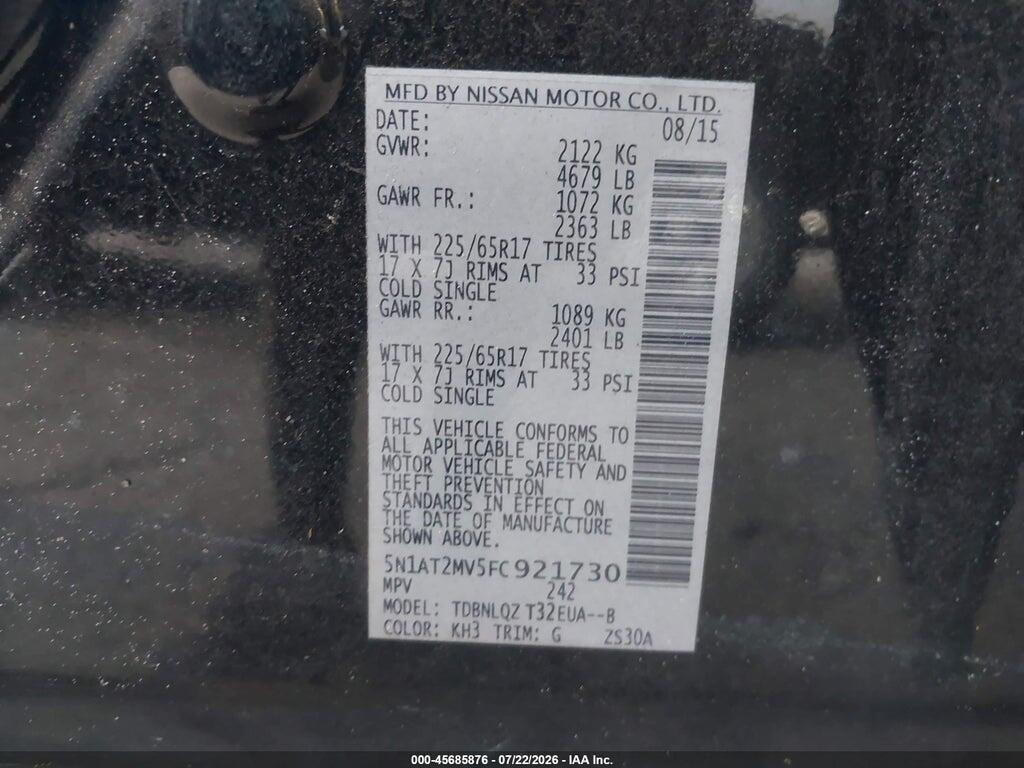 5N1AT2MV5FC921730 2015 NISSAN ROGUE photo no. 9
