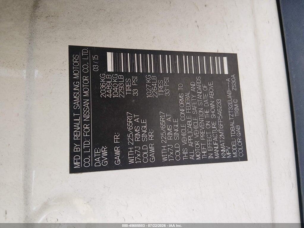 KNMAT2MT6FP546233 2015 NISSAN ROGUE photo no. 9