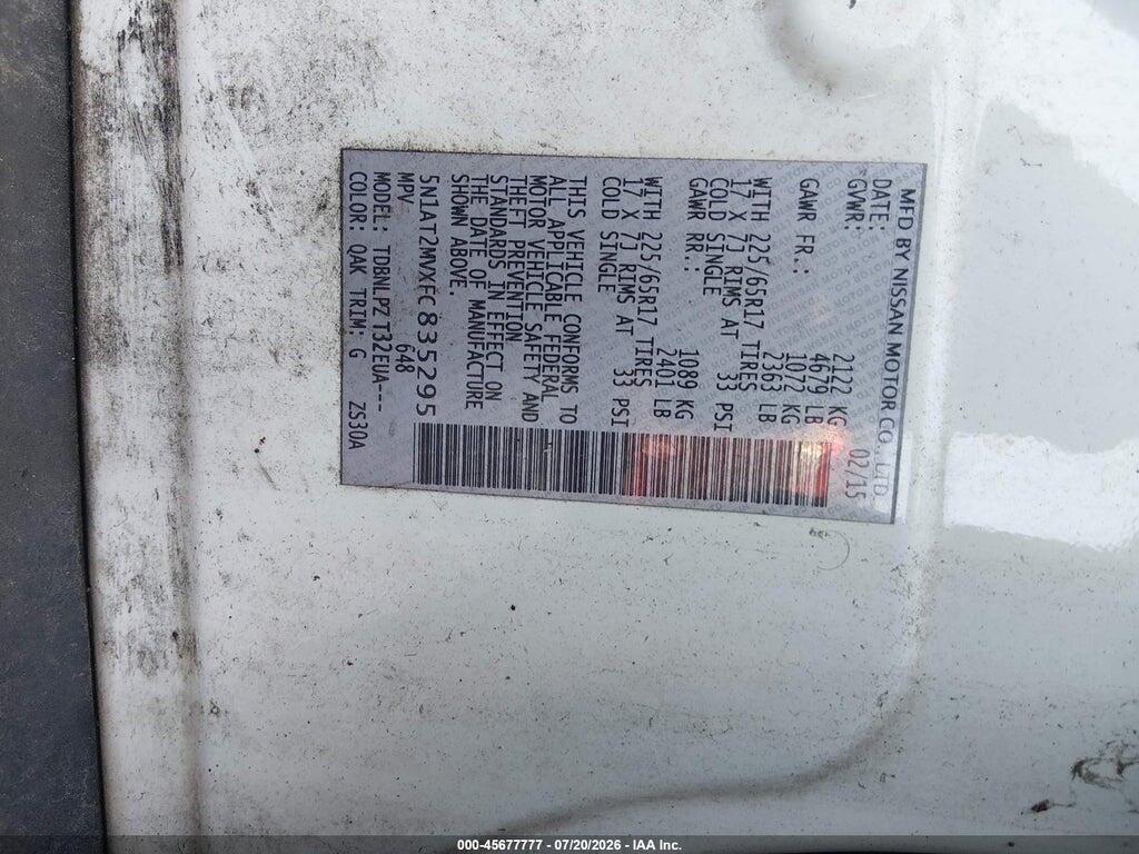 5N1AT2MVXFC835295 2015 NISSAN ROGUE photo no. 9