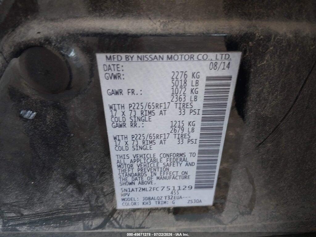 5N1AT2ML2FC751129 2015 NISSAN ROGUE photo no. 9