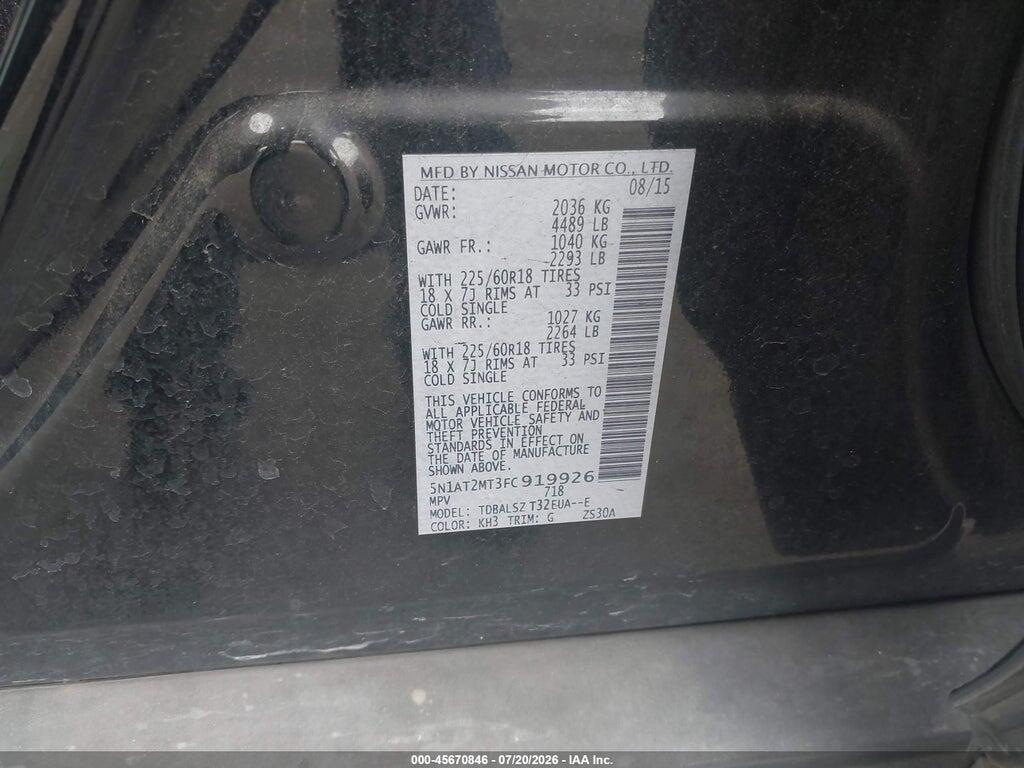 5N1AT2MT3FC919926 2015 NISSAN ROGUE photo no. 9