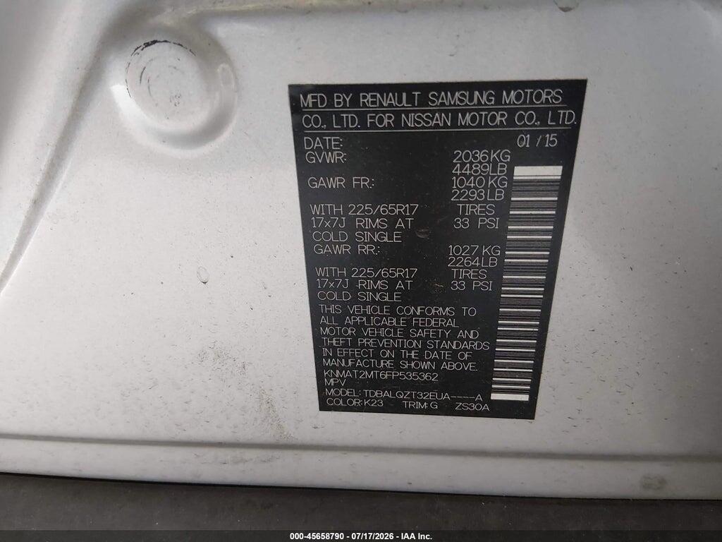 KNMAT2MT6FP535362 2015 NISSAN ROGUE photo no. 9