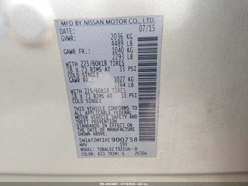 5N1AT2MT1FC900758 2015 NISSAN ROGUE photo no. 9
