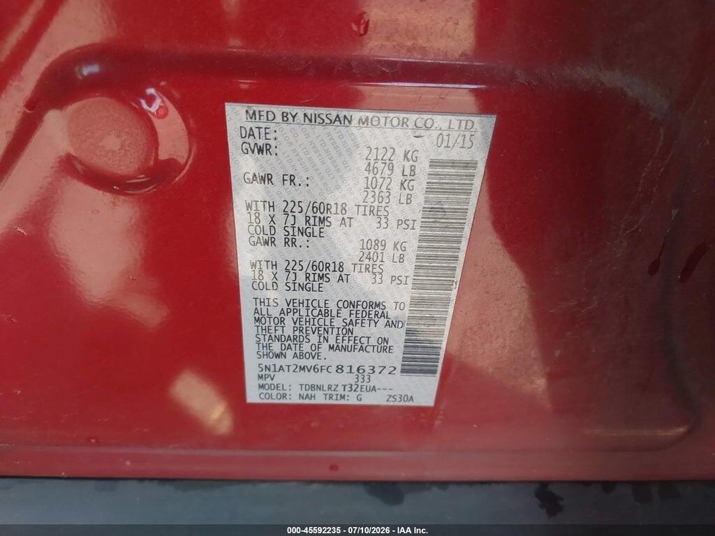 5N1AT2MV6FC816372 2015 NISSAN ROGUE photo no. 9
