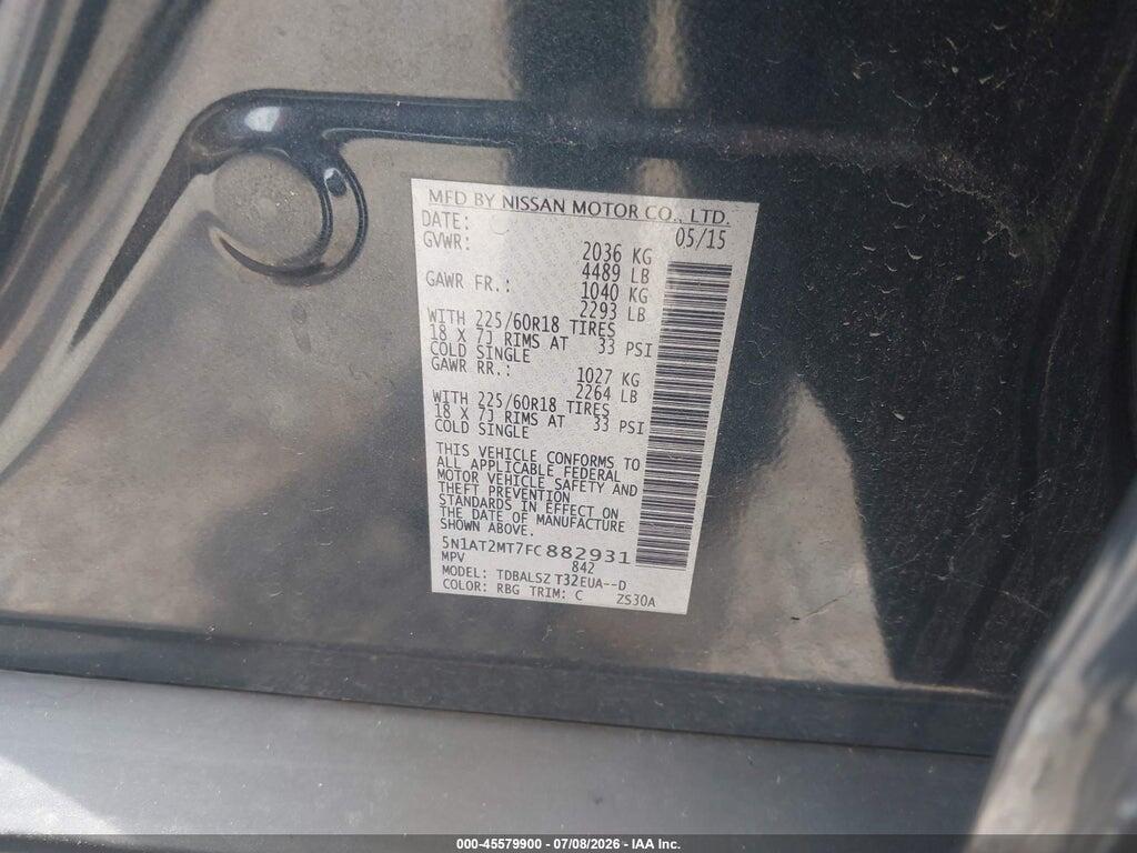 5N1AT2MT7FC882931 2015 NISSAN ROGUE photo no. 9