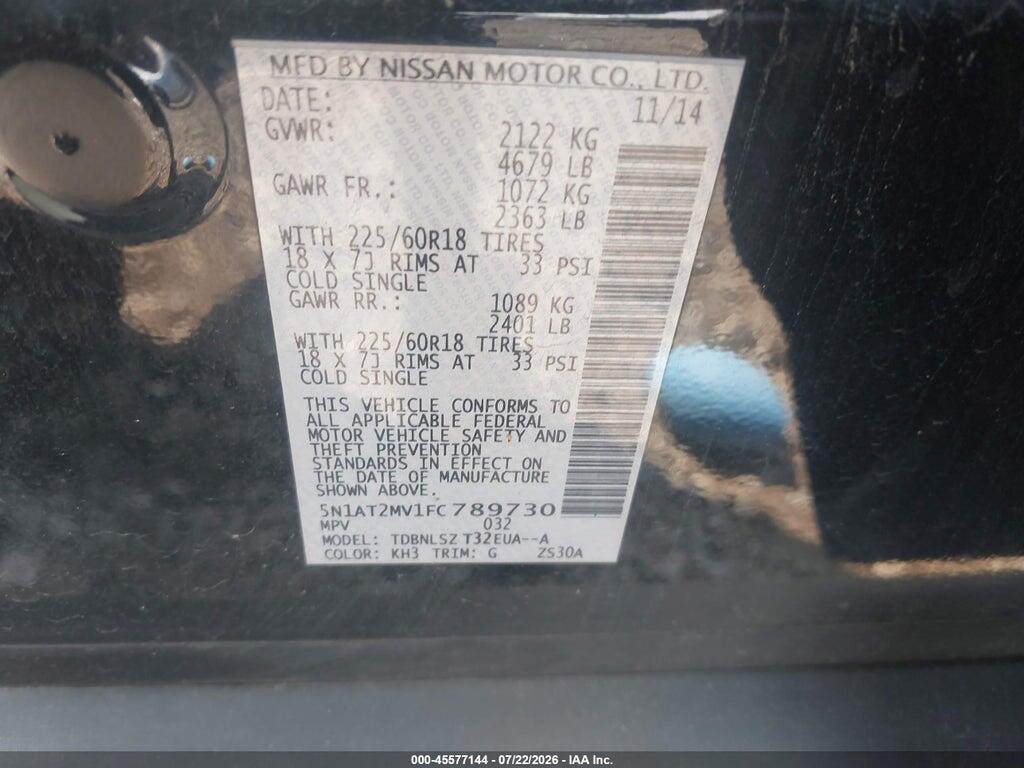 5N1AT2MV1FC789730 2015 NISSAN ROGUE photo no. 9