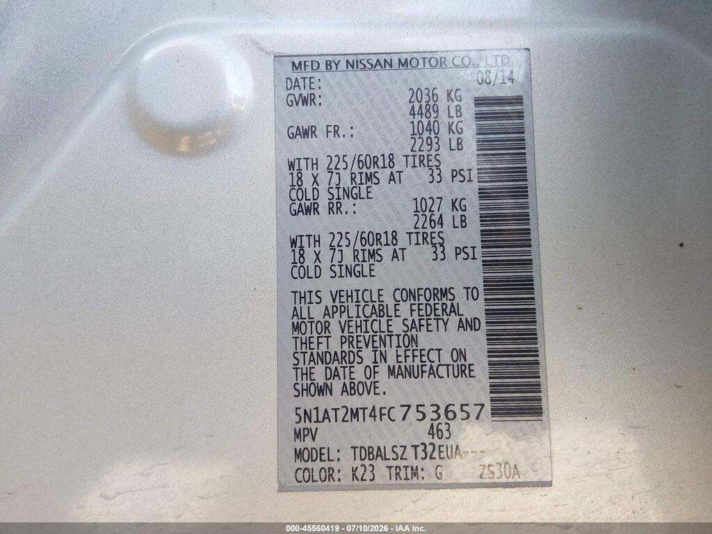 5N1AT2MT4FC753657 2015 NISSAN ROGUE photo no. 9